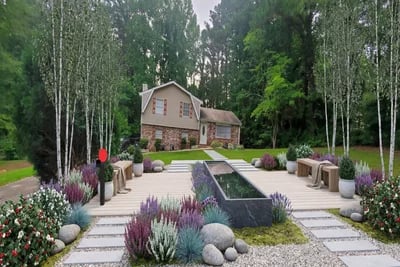 Any Ideas For Making This Front Yard Look Better transformed to Scandinavian Modern style