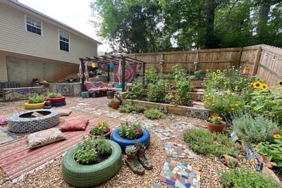 Any Ideas To Help Make This Back Yard A Little Less Ugly transformed to Bohemian Eclectic style