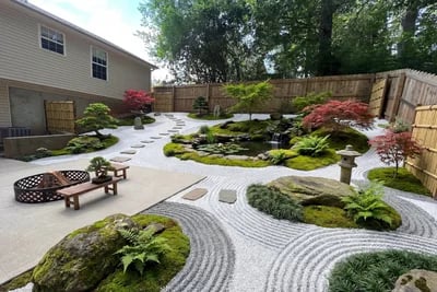 Any Ideas To Help Make This Back Yard A Little Less Ugly transformed to Japanese Zen Garden style