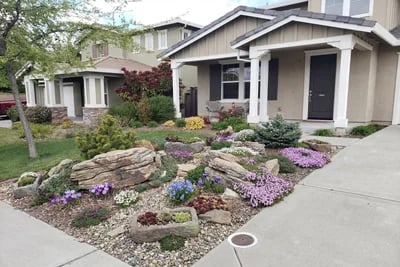 Diy Front Yard Landscape Project Concept To Final transformed to Rock Garden Alpine style