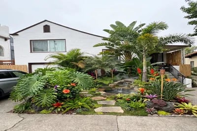 Help Me Landscape This Front Yard transformed to Tropical Paradise style