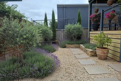 Ugly Fence transformed to Mediterranean Garden style