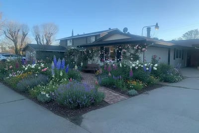 What Should I Do With The Front Yard In My New House transformed to English Cottage Garden style