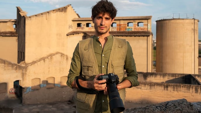 Photographer exploring abandoned location