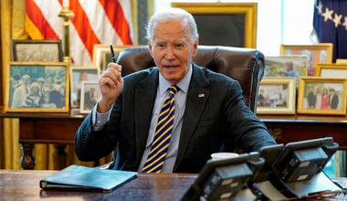 U.S. President Joe Biden attends a briefing on the federal response to the wildfires across Los Angeles