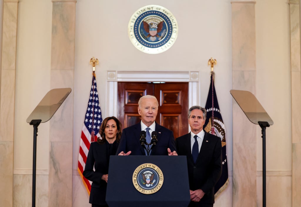 U.S. President Joe Biden delivers remarks on a Gaza ceasefire deal at the White House in Washington