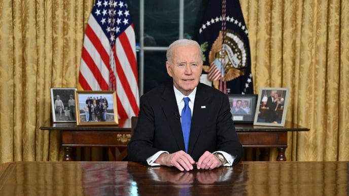 Outgoing U.S. President Joe Biden delivers a farewell address to the nation from the Oval Office