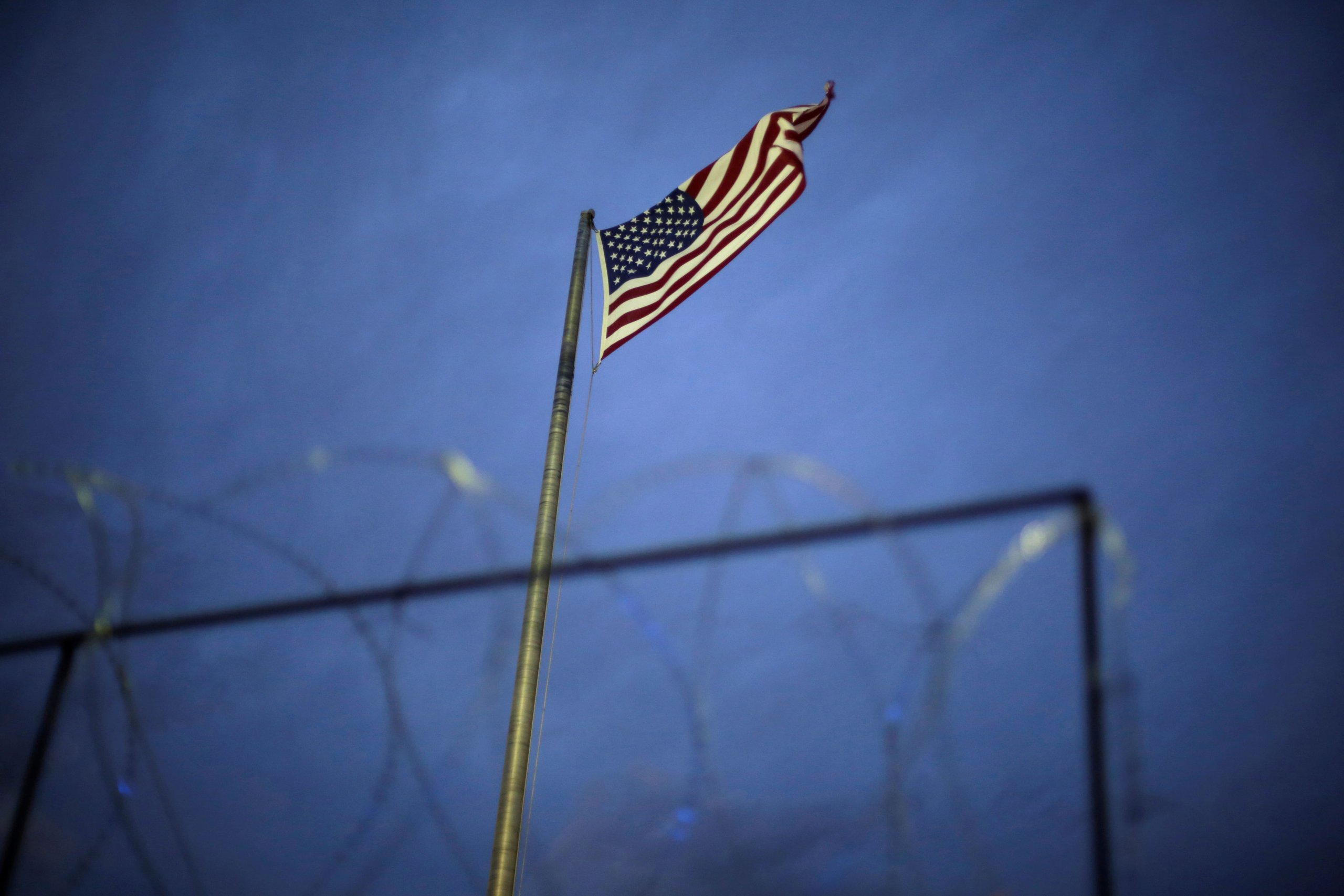 The U.S. flag is seen at the Cordova Americas border bridge in Mexico