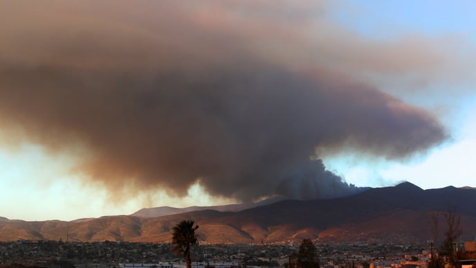 Wildfires in California as seen from Tijuana