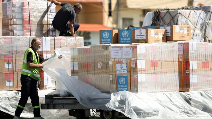 Medical aid shipment from WHO and UNHCR arrives in Beirut