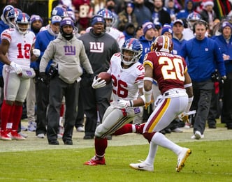 Barkley with the New York Giants against the Washington Redskins at FedEx Field in December 2018