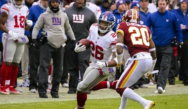 Barkley with the New York Giants against the Washington Redskins at FedEx Field in December 2018