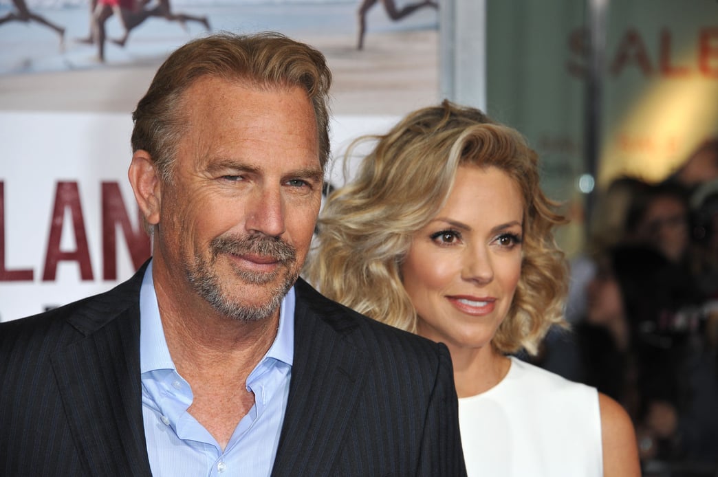 Kevin Costner & wife Christine Baumgartner at the world premiere of his movie McFarland USA at the El Capitan Theatre, Hollywood