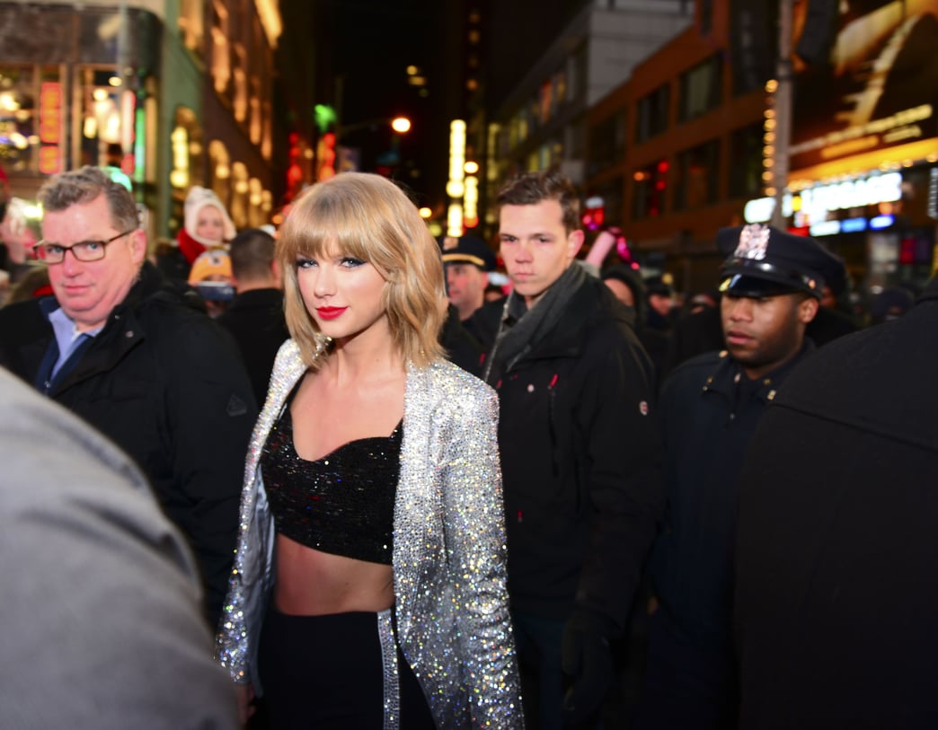 NEW YORK CITY - DECEMBER 31 2014 more than one million celebrants marked the new year in Times Square. Singer Taylor Swift arrives to perform just before midnight