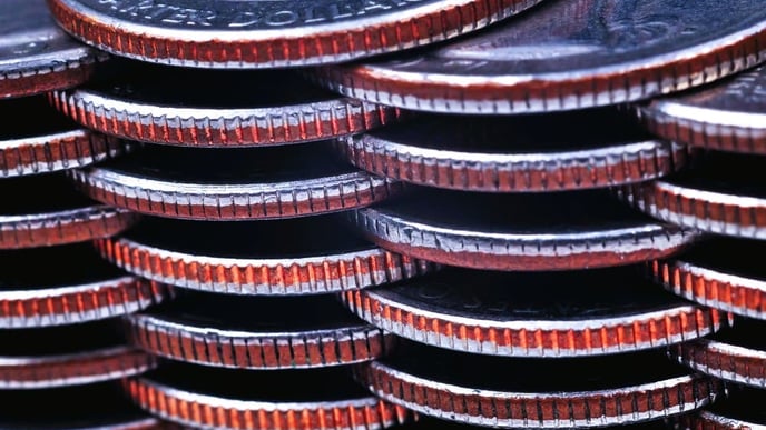 Stacked quarter coins