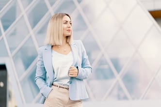 Successful business woman in blue suit