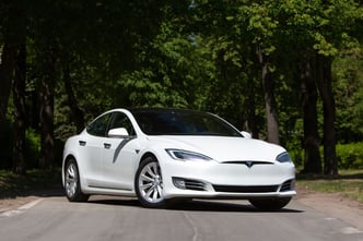 Tesla Model S 2022 at the rural road