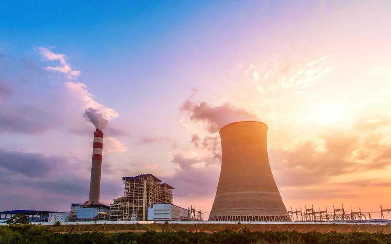 Twilight image of a power plant