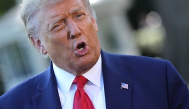 U.S. President Donald Trump talks to reporters as he departs the White House September 21, 2020 in Washington, DC