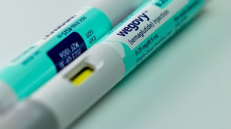 Valparaiso, IN. USA - January 22, 2024. Wegovy semaglutide pens for treatment of chronic obesity, close up. By Shutterstock.com - KK Stock