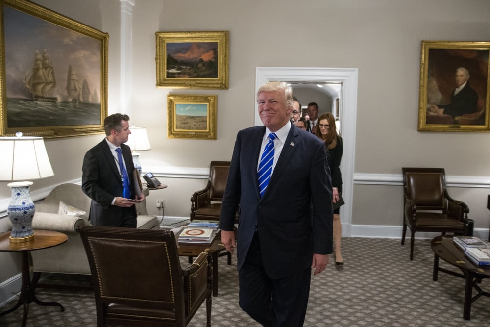 By Shutterstock.com - Gil Corzo. Washington DC. The President Of The United States Of America, Donald Trump At The White House