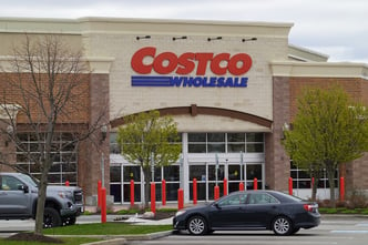 Costco Wholesale storefront entrance in Wisconsin. Costco Wholesale Corporation is largest membership-only warehouse club in United States