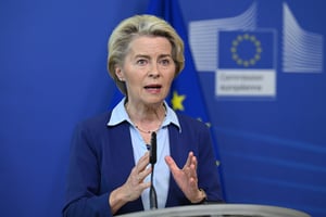 European Commission President Ursula von der Leyen speaks during a media conference after a meeting of the College of Commissioners at EU headquarters in Brussels. Brussels, Belgium. 23.06.2023