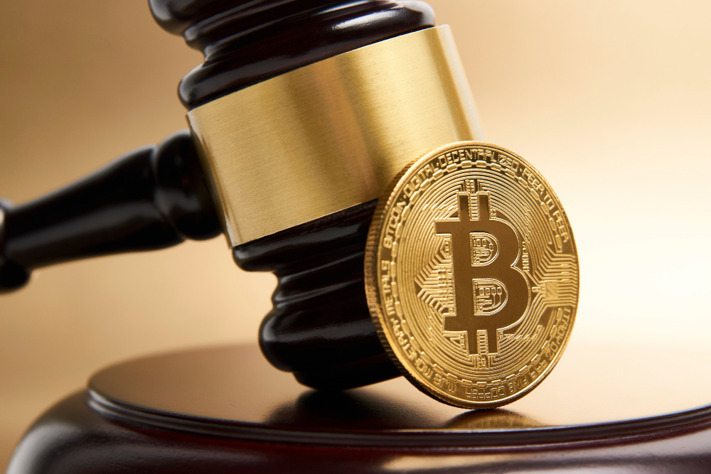 Judge gavel and bitcoin Cryptocurrency