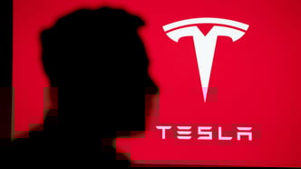 NEW YORK, USA, 2. OCTOBER 2022 Elon Musk CEO and product architect of Tesla, Inc. Portait on red background