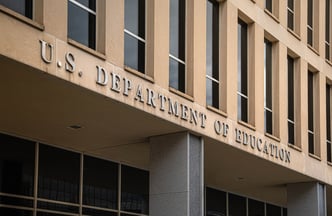 Sign of U.S. Department of Education in Washington D.C.