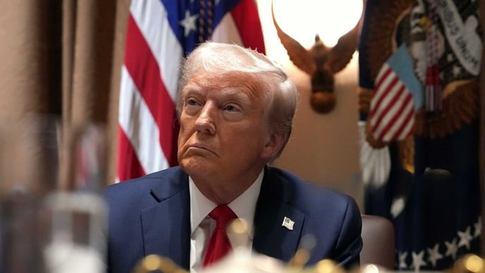 U.S. President Donald Trump listens during a Cabinet meeting at the White House on February 26, 2025 in Washington, DC.