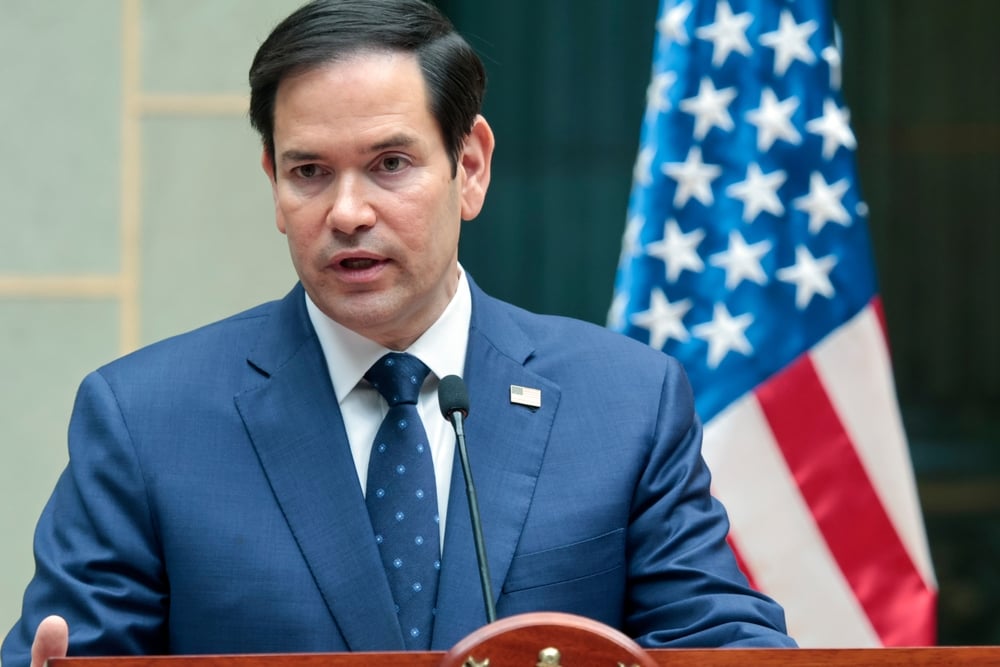 USA Secretary of State Marco Rubio speaks at a press conference after meeting with President Bernardo Arevalo