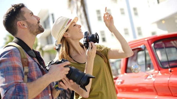 Tourists taking pictures in Miami