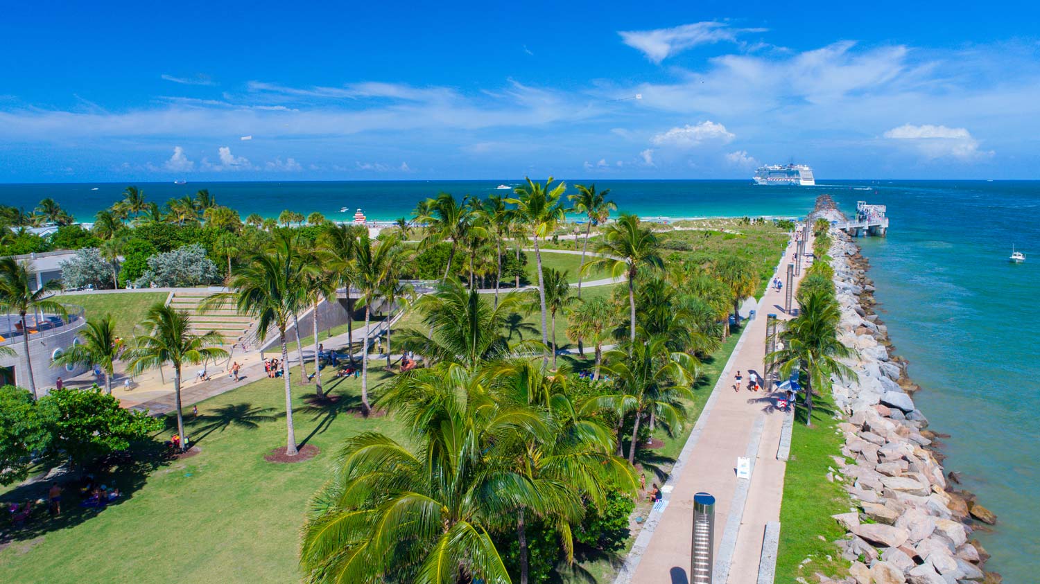 At South Pointe Park, you can see some of the largest and most beautiful cruise ships.