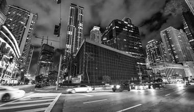 Traffic in Downtown at night