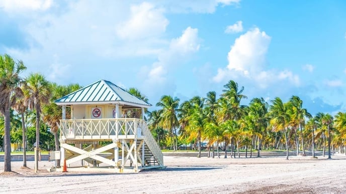 Lifeguard tower at Crandon Park beach in Key Biscayne