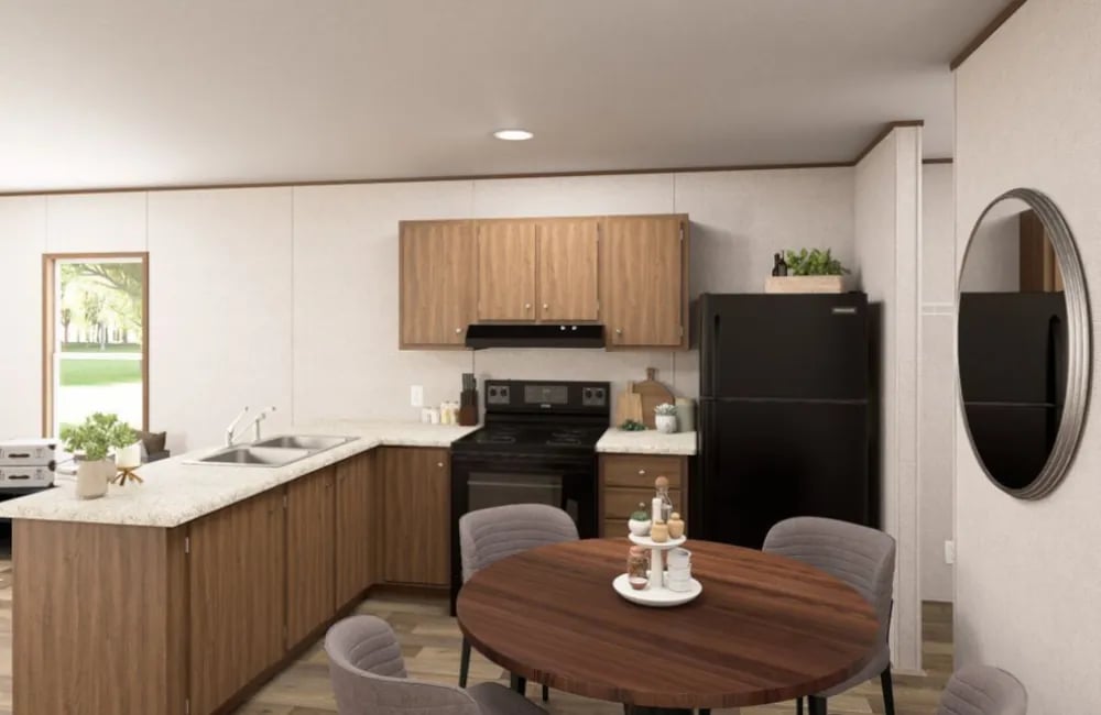 Adjacent kitchen in The Dogwood 14x60 manufactured home by TRU Homes