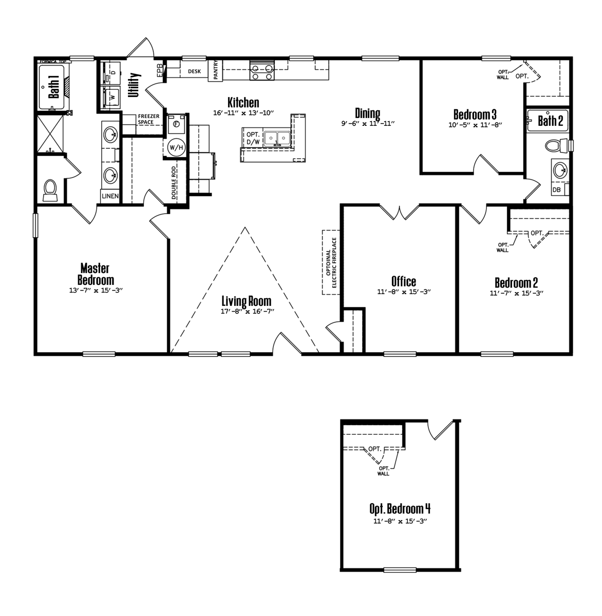 Floorplan of Legacy 32x60 - 3 Bedroom home for sale near Brownfield