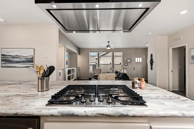 Open floor plan in The Odyssey XL 3256 double-wide