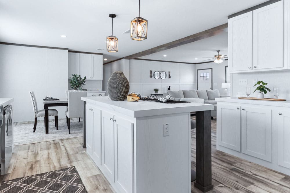 Open-concept kitchen and living room in the Jessup Royal