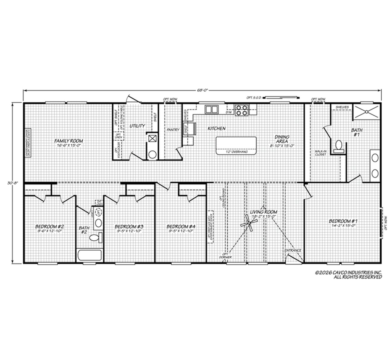 Floorplan of Cavco Value Maxx Premier 3268E home for sale in Tyler, TX