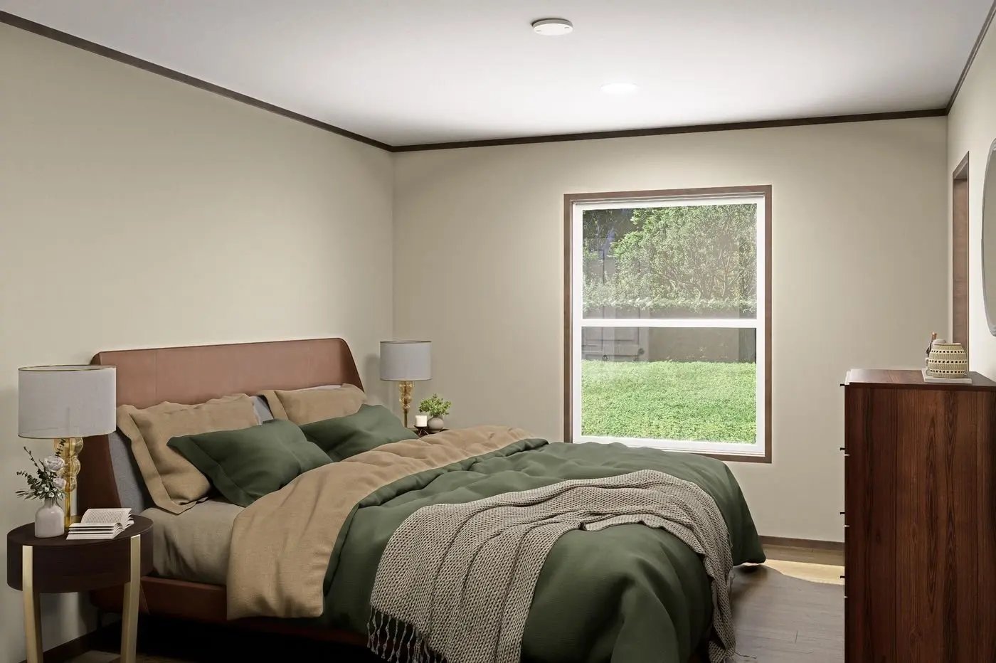 Spacious primary bedroom in the two-bedroom Clayton Epic Tide single-wide