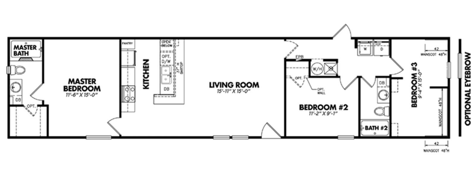 Floorplan of Legacy 1672-32D home for sale in Tyler, TX