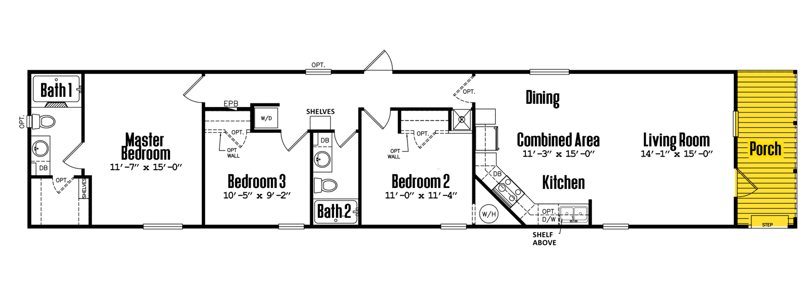 Floorplan of Legacy 16x80 - 3 Bedroom home for sale near Lubbock