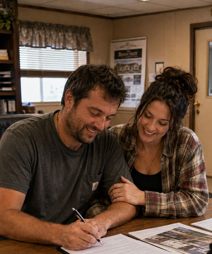 Maverick Manufactured Homes team helping an East Texas buyer review manufactured home financing