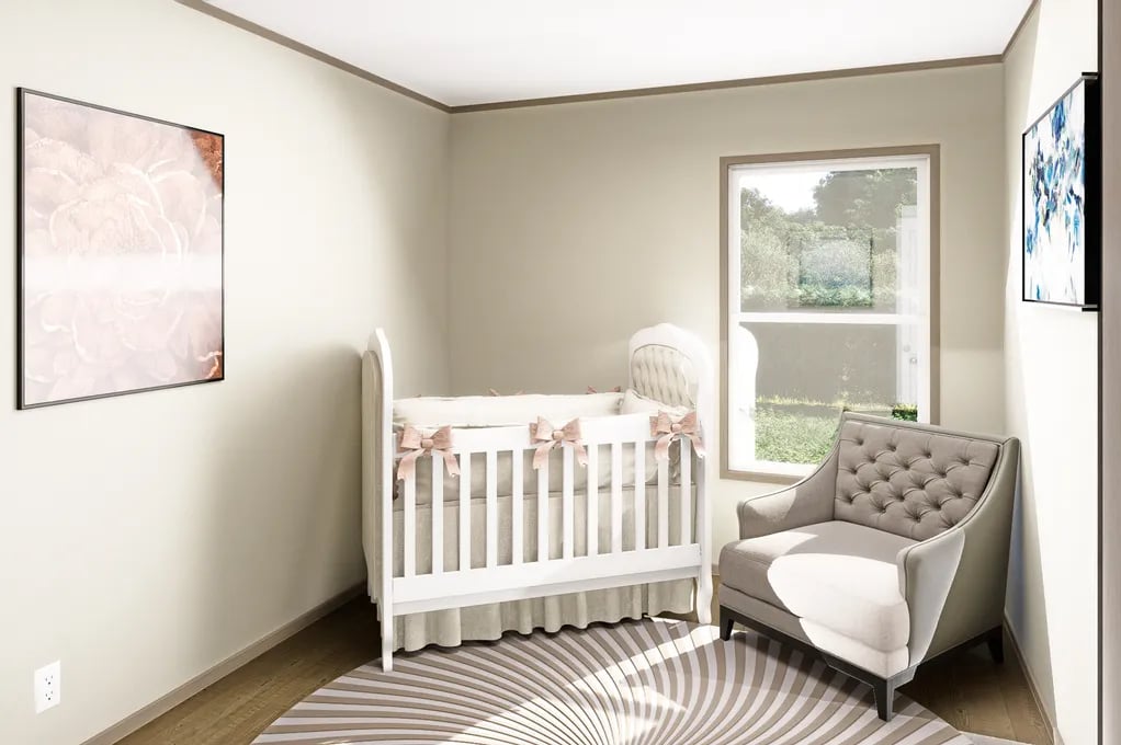 Nursery-style third bedroom in the Epic Mariner manufactured home