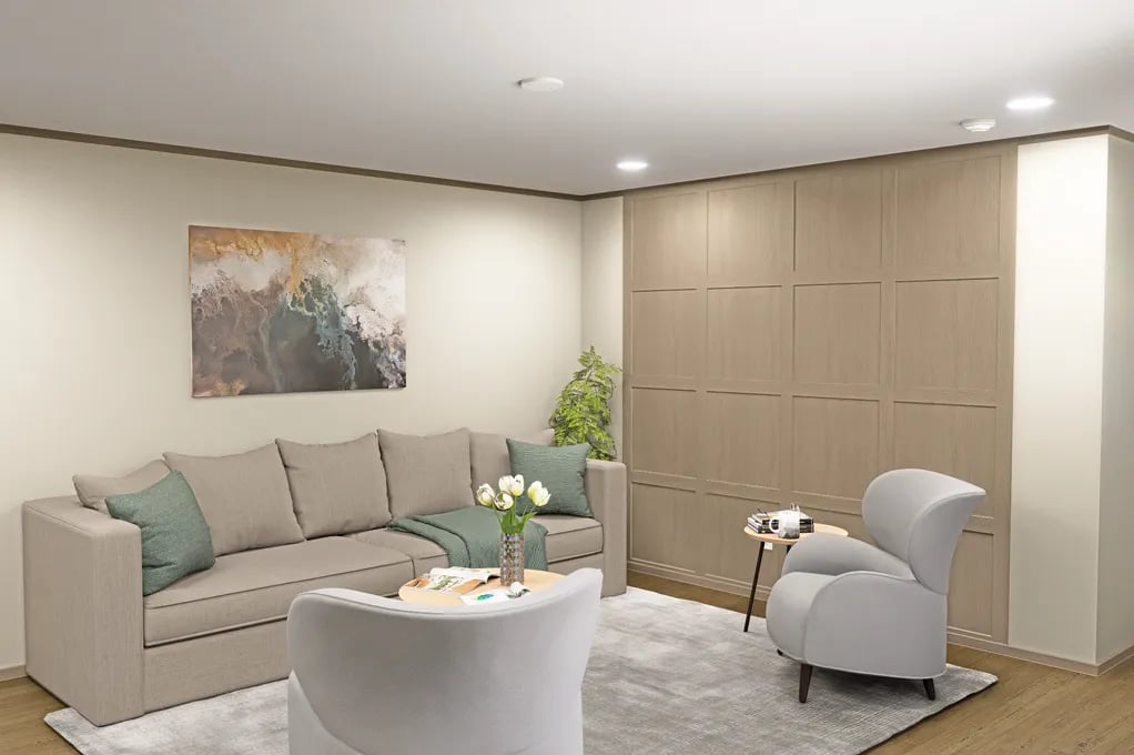 Cozy living room in the Clayton Epic Mariner manufactured home
