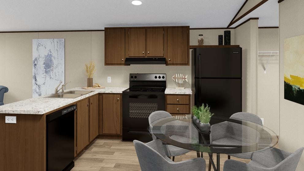Modern kitchen inside The Glory 14x76 mobile home