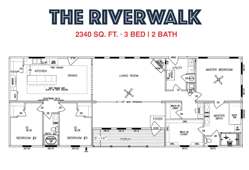 The Riverwalk 3 Bedroom Modular by Franklin Homes for sale in Cedar Creek, Texas