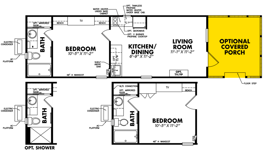 Tiny Hacienda 12x34 floor plan by Legacy Housing